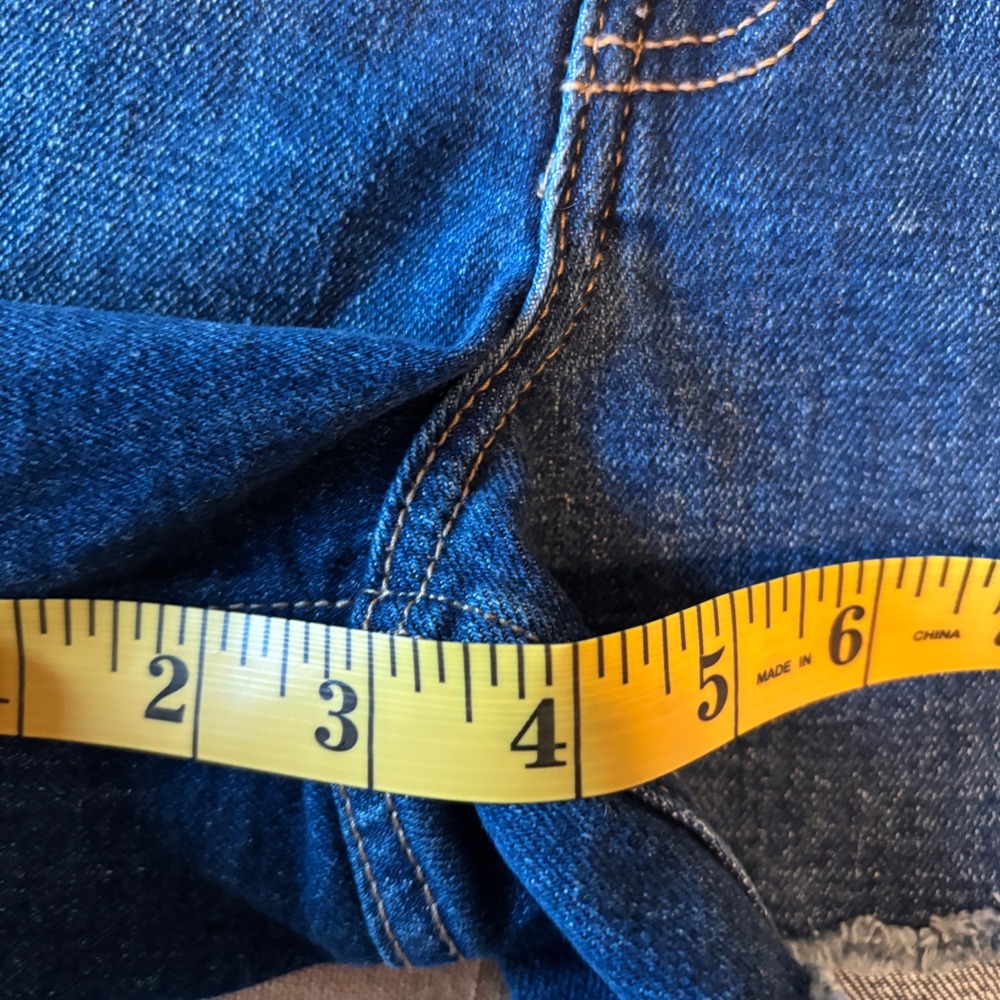 Old Navy Denim Shorts OG Straight 12 High Rise Raw Hem Dark Wash Distressed Boho - Picture 6 of 7